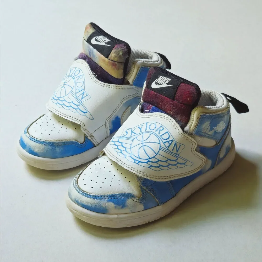 Nike Sky Jordan 1 Fearless Toddler Sneakers | Blue Sky Clouds | Size 9 C